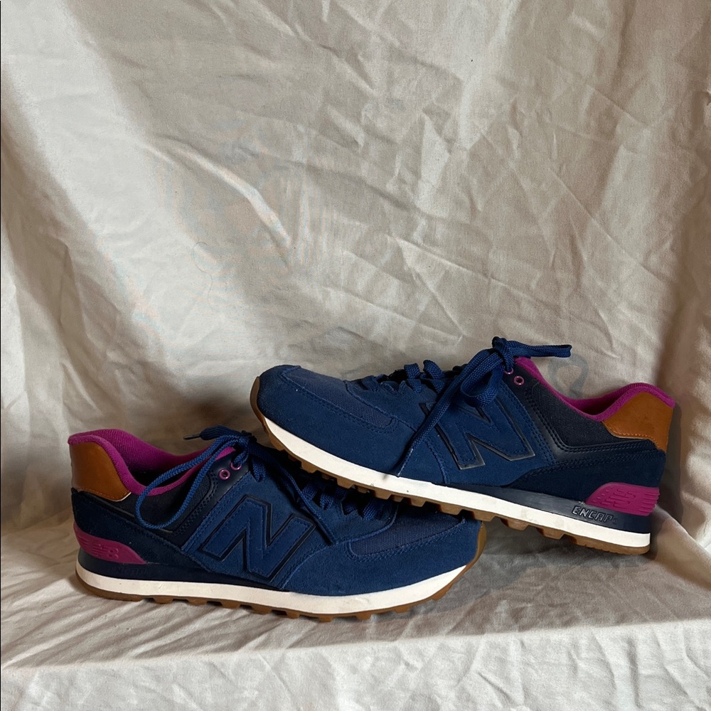 New Balance Navy and Pink Retro Runner Sneakers
